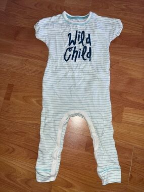 Cat & Jack White and Light Blue Striped "Wild Child" Romper